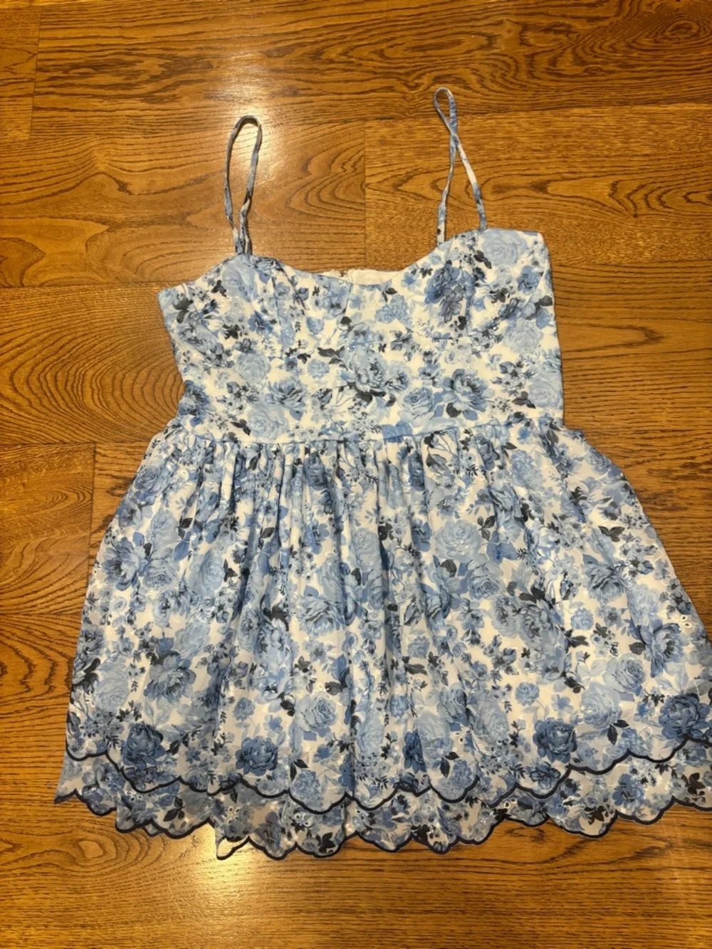 Altar'd State Tatiana Women's Floral Blue/White XL/Spring Summer Mini Dress - Picture 2 of 5